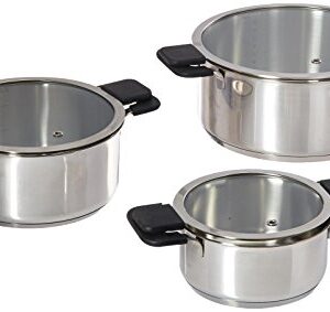 The Ozeri 6-Piece Stainless Steel Inductive Pot Set with Straining and Hands-Free Glass Lids