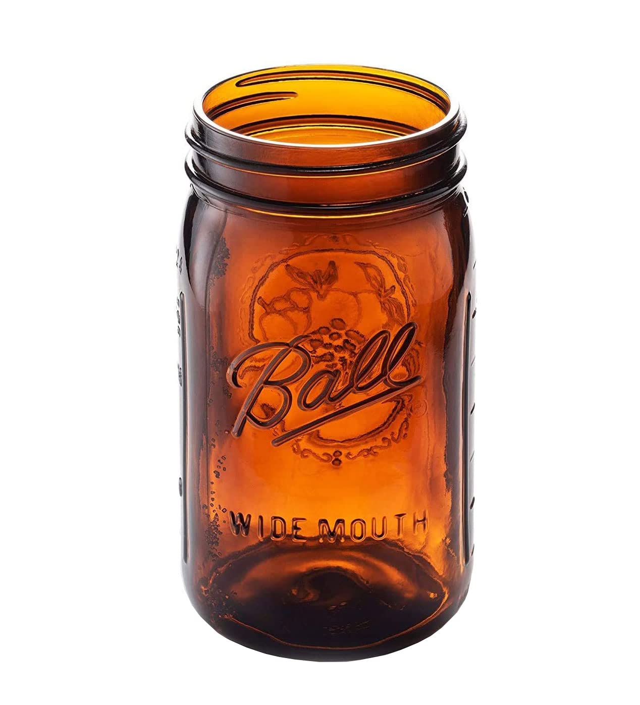 Ball Elite Collection Amber Glass Wide Mouth Mason Jar (32 oz/Quart) Amber Canning Jar - UV light Protection - Microwave & Dishwasher Safe, 1 Jar (No Lid or Band)