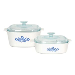 corningware pyroceram blue cornflower 4 pc. glass ceramic cookware set - limited edition (four piece)