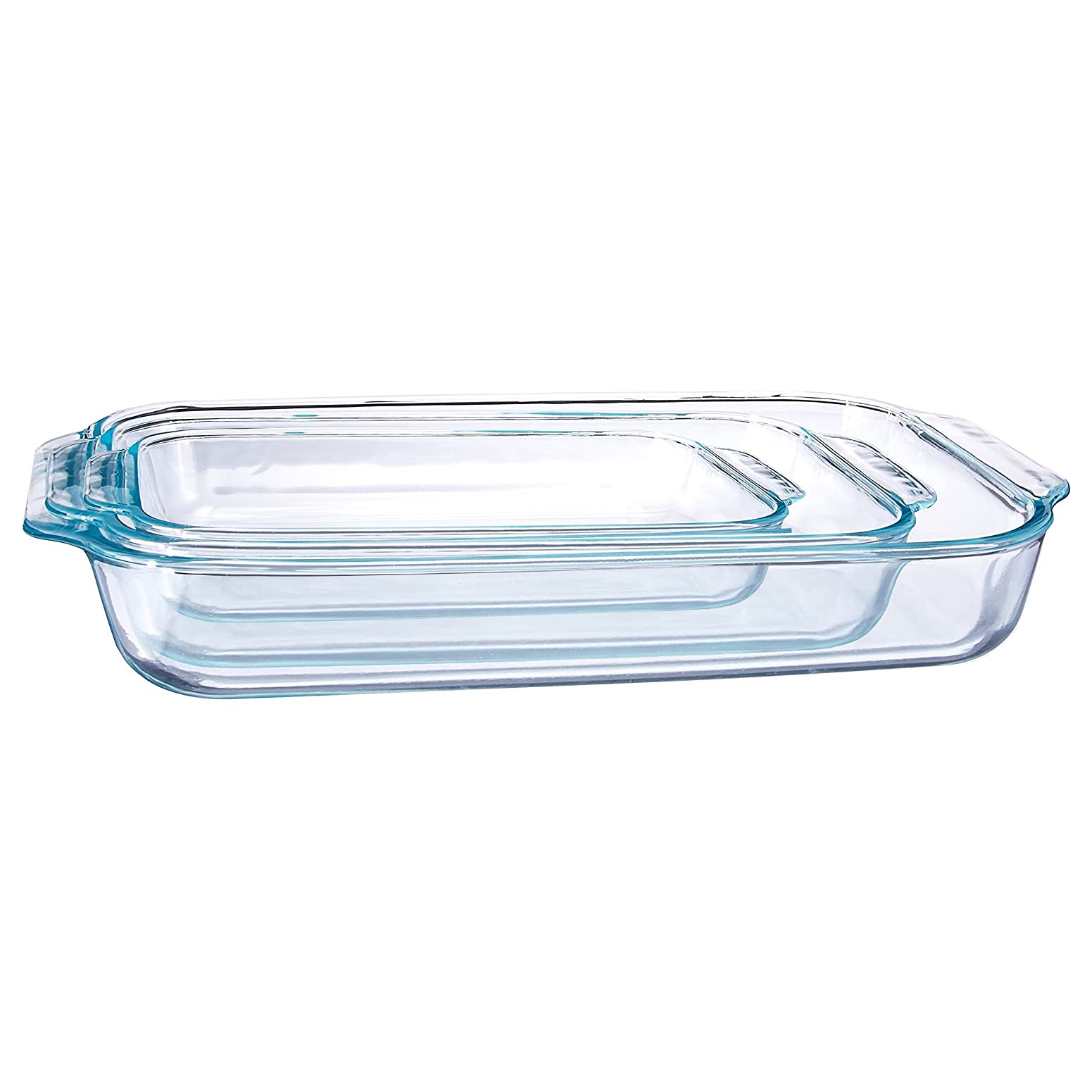 Pyrexop Pyrex Basics Oblong Baking Dish Bundle - 2 Quart, 3 Quart and 4.8-qt - 3 Piece Value Set