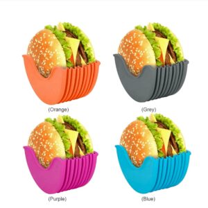 YFEIQI Contact-Free Burger Holder Clip, Retractable-Reusable-Washable Food Grade Silicone Hamburger/Sandwich Clip, Burger Holder Box