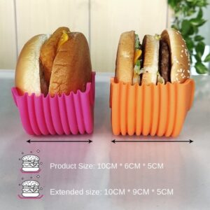 YFEIQI Contact-Free Burger Holder Clip, Retractable-Reusable-Washable Food Grade Silicone Hamburger/Sandwich Clip, Burger Holder Box