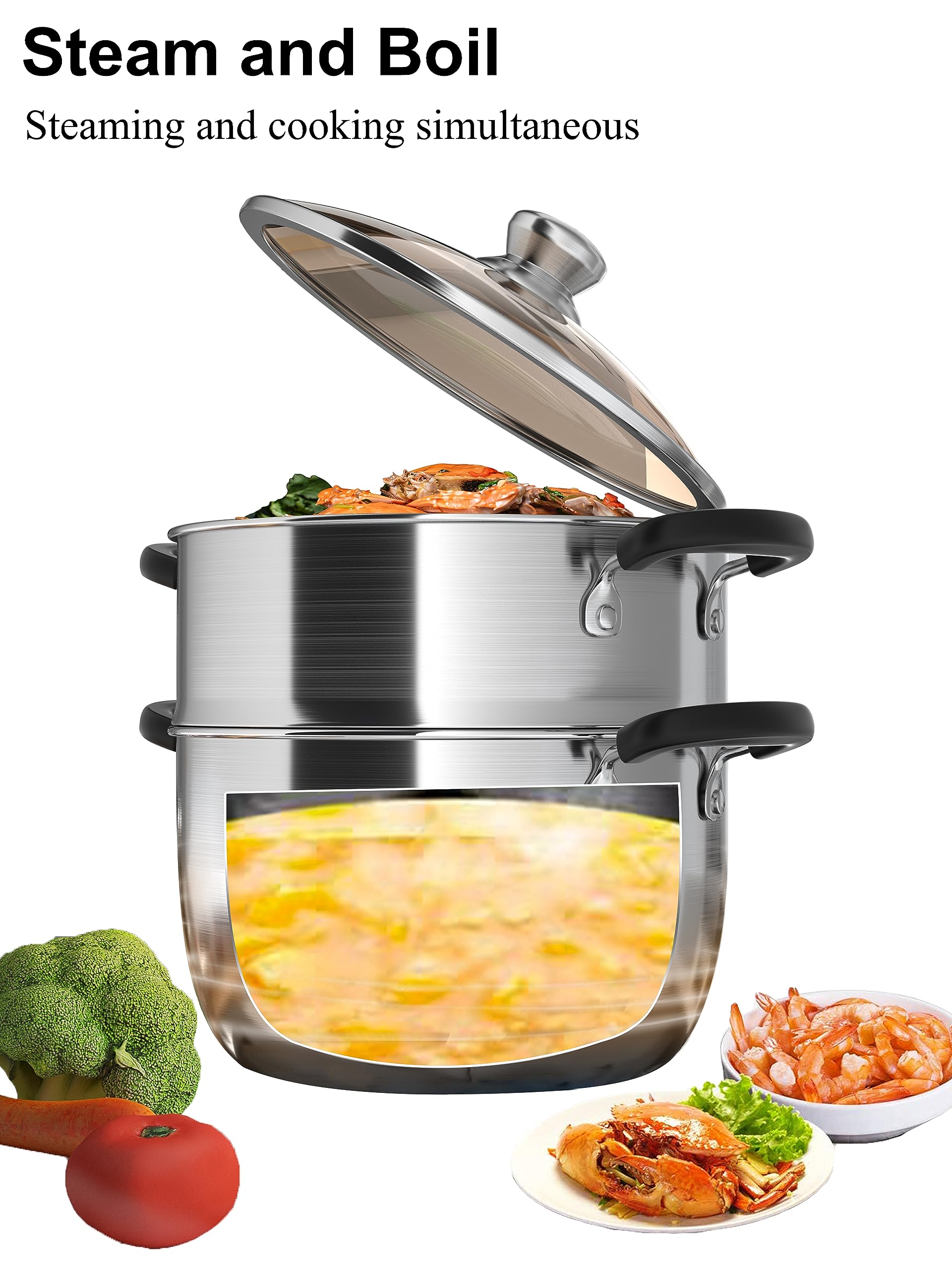 VENTION Steamer Pot for Cooking, Vegetable Steamer, 5-Ply Stainless Steel Steamer, 7.9 Inch