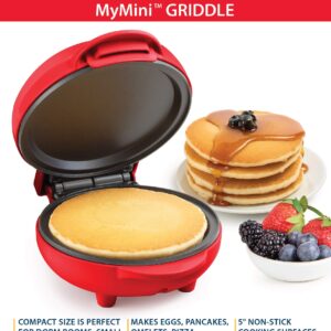 Nostalgia MyMini Griddle compact size for dorms, small kitchens 5 Inch Non stick cooking surfaces easily wipe clean