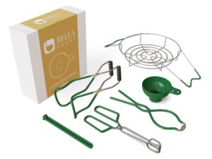 bella cooks canning supplies starter kit - 7-in-1 canning set - incl. canning funnel, canning rack, canning jar lifter, jar wrench, tongs & more