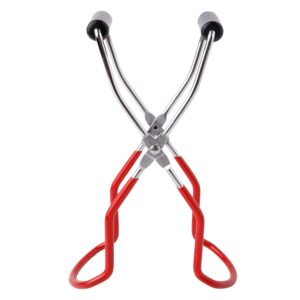 eeoyu canning jar lifter tongs stainless steel jar lifter with grip handle for home kitchen (red)