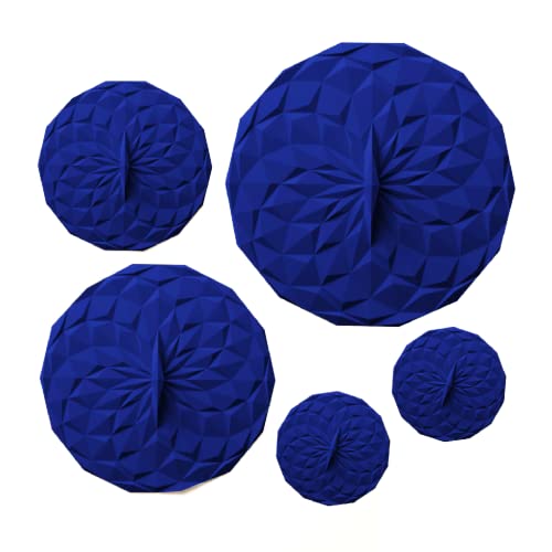 GIR: Get It Right Silicone Suction Lids - Heat Resistant Microwave Splatter Cover for Bowls, Plates, Pots - Oven, Fridge, and Freezer Safe - 5 Pack, Navy