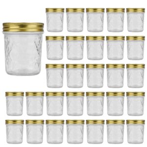 6 oz glass jars with regular lids,mini wide mouth mason jars,storage jars clear small canning jars with gold lids,canning jars for honey,herbs,jam,jelly,baby foods,wedding favor,shower favors 30pack …