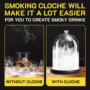 Smoking Gun Accessory Glass Cocktail lid 8.5" x 5.8" - Smoke infuser Cover Lid for Cocktail Smoker - Dome for Cold Smoke, Smoking Cloche for Drinks