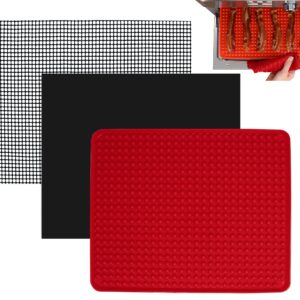 Toaster Oven Air Fryer Reusable Mats Accessories 12 x 13 XL Compatible with Gowise, Kitchenaid, Emeril Lagasse, Ninja, Kalorik + More, Large Countertop Oven Dehydrator Liners, Easy Clean & Food Safe