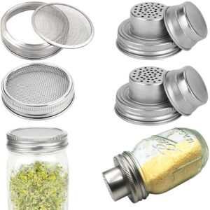 mason jar shaker lids 316 stainless steel wide mouth mason jar mesh sprouting strainer lids kits for mason jars canning lid 4 pack silver