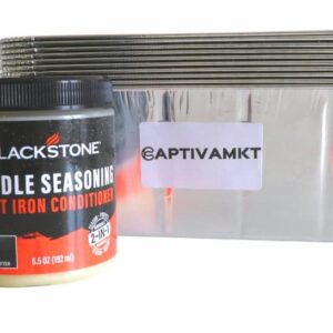 Griddle Seasoning and Conditioner, Cast Iron Grill Oil & CAPTIVAMKT Drip Pan Liners, Grease Cup Liners (Griddle Seasoning and Conditioner/Grease Pans) Cast Iron Conditioner, BBQ Cleaning Kit Bundle