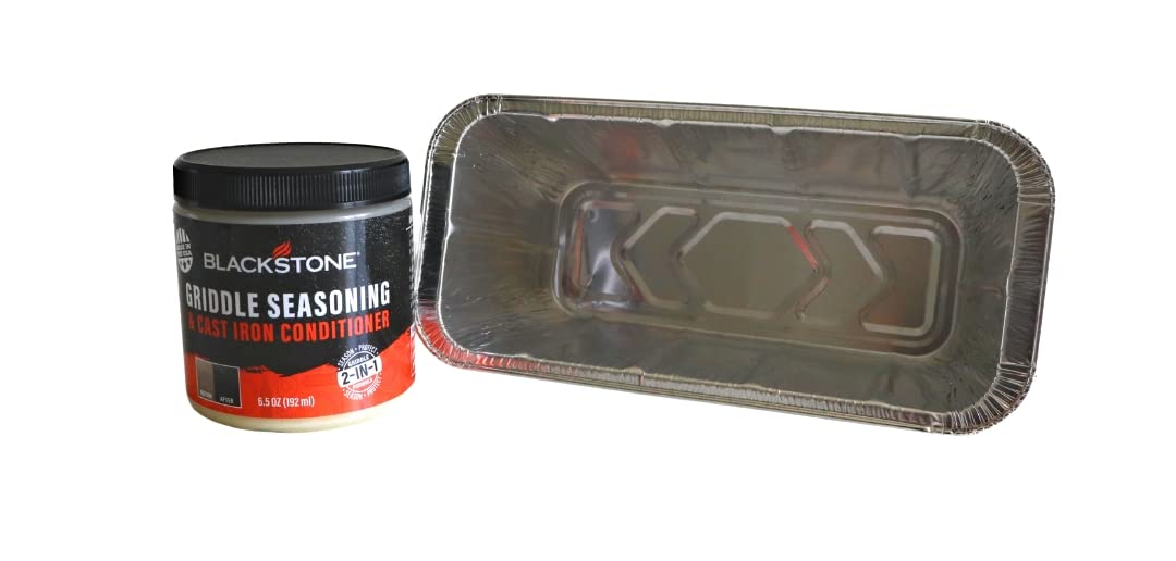 Griddle Seasoning and Conditioner, Cast Iron Grill Oil & CAPTIVAMKT Drip Pan Liners, Grease Cup Liners (Griddle Seasoning and Conditioner/Grease Pans) Cast Iron Conditioner, BBQ Cleaning Kit Bundle