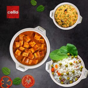 Cello Chef Super 3 pcs Insulated Hot Pot Casserole Gift Set 1500ml, 850ml, 2500ml (White)