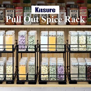 Kitsure Spice Rack Organizer for Cabinet - 2 Packs, Easy-to-Install Pull Out Spice Cabinet Organizers, 8''Wx10.23''Dx8.54''H Slide Out Spice Racks, Double Layer(Jars Not Included)