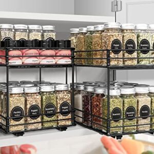 Kitsure Spice Rack Organizer for Cabinet - 2 Packs, Easy-to-Install Pull Out Spice Cabinet Organizers, 8''Wx10.23''Dx8.54''H Slide Out Spice Racks, Double Layer(Jars Not Included)
