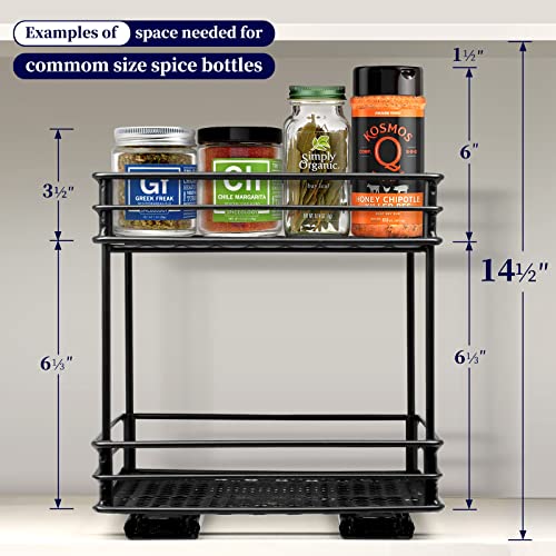 Kitsure Spice Rack Organizer for Cabinet - 2 Packs, Easy-to-Install Pull Out Spice Cabinet Organizers, 8''Wx10.23''Dx8.54''H Slide Out Spice Racks, Double Layer(Jars Not Included)