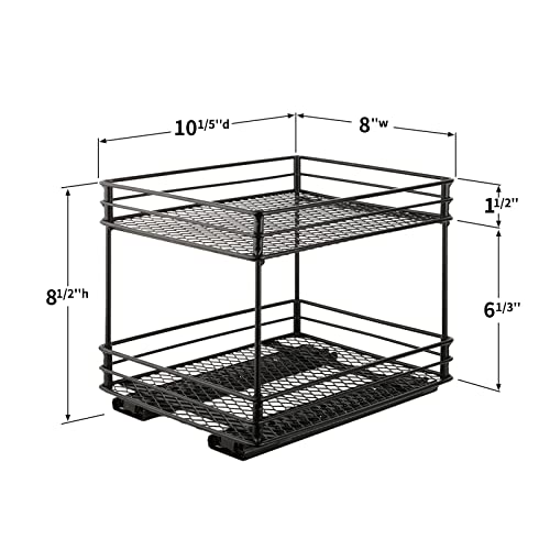 Kitsure Spice Rack Organizer for Cabinet - 2 Packs, Easy-to-Install Pull Out Spice Cabinet Organizers, 8''Wx10.23''Dx8.54''H Slide Out Spice Racks, Double Layer(Jars Not Included)