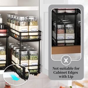 Kitsure Spice Rack Organizer for Cabinet - 2 Packs, Easy-to-Install Pull Out Spice Cabinet Organizers, 8''Wx10.23''Dx8.54''H Slide Out Spice Racks, Double Layer(Jars Not Included)