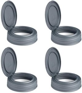 recap mason jars lid flip cap | regular mouth | black | 4 pack | bpa-free | usa made mason jar lids | leak-proof | made with safe no-break materials | jar not included