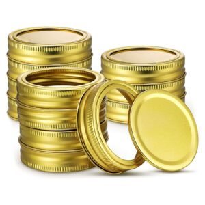 golden harvest 24 pieces canning jar lid and ring wide mouth jar ring bands set split type lidsleak proof and secure canning jar caps (gold, 86 mm)