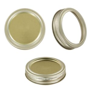 GOLDEN HARVEST 24 Pieces Canning Jar Lid and Ring WIDE MOUTH Jar Ring Bands Set Split Type LidsLeak Proof and Secure Canning Jar Caps (Gold, 86 mm)