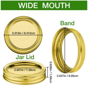 GOLDEN HARVEST 24 Pieces Canning Jar Lid and Ring WIDE MOUTH Jar Ring Bands Set Split Type LidsLeak Proof and Secure Canning Jar Caps (Gold, 86 mm)