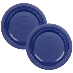 pyrex 7404-pc 4.5 quart navy blue round plastic storage lid, made in usa - 2 pack