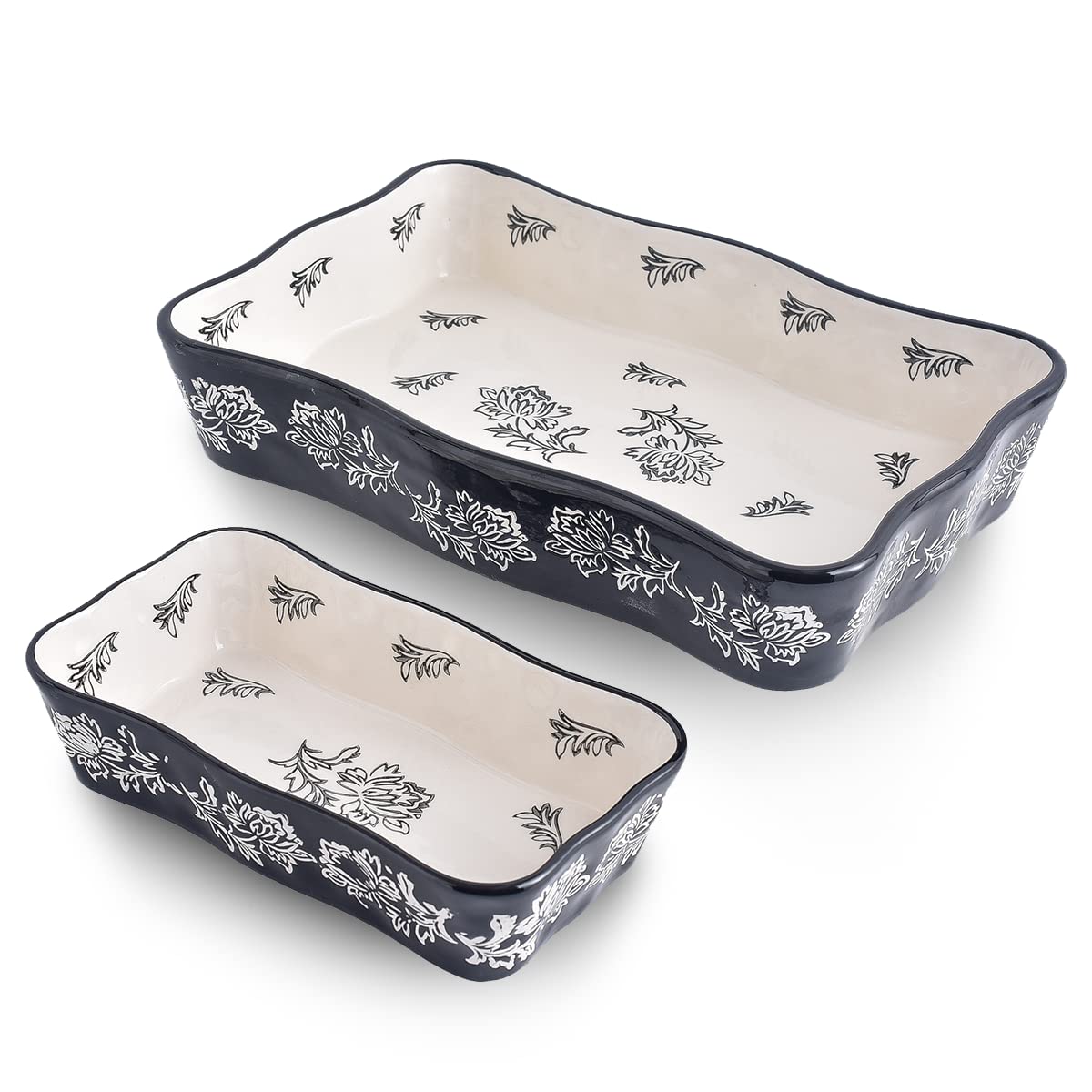 Wisenvoy Baking Dish Casserole Dish Ceramic Lasagna Pan 2-Pcs Bakeware Sets Baking Dishes Baking Set Baking Dish Set