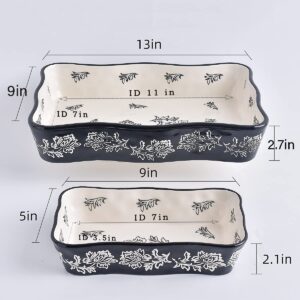 Wisenvoy Baking Dish Casserole Dish Ceramic Lasagna Pan 2-Pcs Bakeware Sets Baking Dishes Baking Set Baking Dish Set