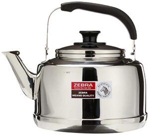 extra large size 7.5 liter zebra polished mirror finish stainless steel whistling canister stovetop teakettle tea kettle teapot, gas electric induction compatible