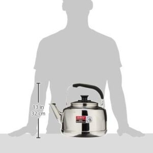 Extra Large Size 7.5 Liter Zebra Polished Mirror Finish Stainless Steel Whistling Canister Stovetop Teakettle Tea Kettle Teapot, Gas Electric Induction Compatible