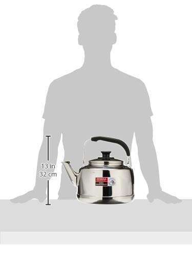 Extra Large Size 7.5 Liter Zebra Polished Mirror Finish Stainless Steel Whistling Canister Stovetop Teakettle Tea Kettle Teapot, Gas Electric Induction Compatible