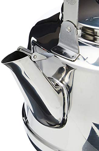 Extra Large Size 7.5 Liter Zebra Polished Mirror Finish Stainless Steel Whistling Canister Stovetop Teakettle Tea Kettle Teapot, Gas Electric Induction Compatible