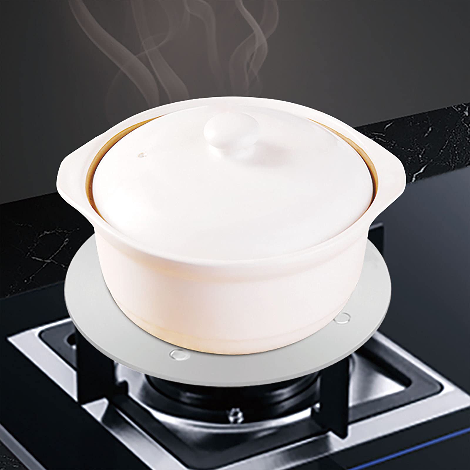 Heat Conduction Plate for Gas Stove,Heat Diffuser Stainless Steel Induction Adapter Plate Removable Handle, Coffee Milk Cookware Induction Hob Heat Cooking 9.45inch