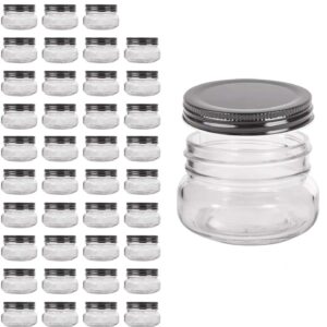 QAPPDA Mini Mason Jars Glass Canning Jars,5 OZ Jelly Jars With Regular Lids(Black) Small Jars for Honey,Jam,Favors,Baby Foods,Spice Jars 40 PACK