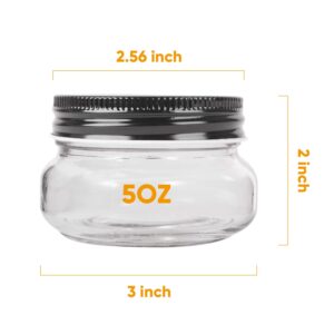 QAPPDA Mini Mason Jars Glass Canning Jars,5 OZ Jelly Jars With Regular Lids(Black) Small Jars for Honey,Jam,Favors,Baby Foods,Spice Jars 40 PACK