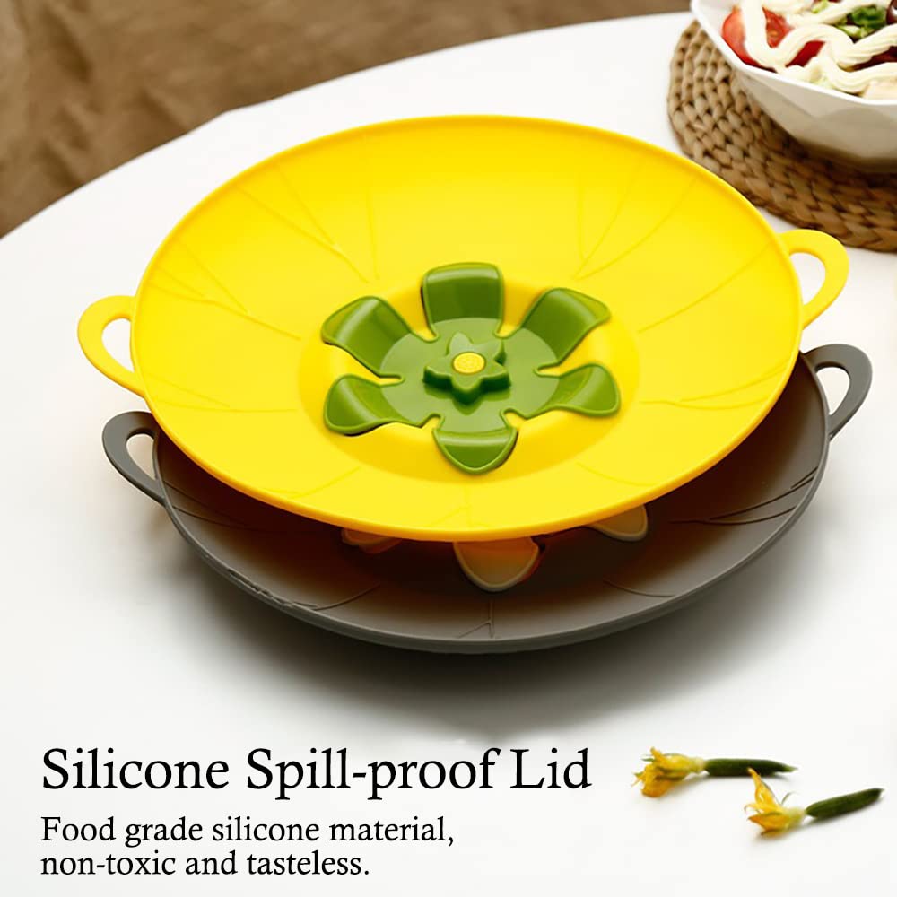 URMONA 3 PCS Spill Stopper Lid Cover, Diameter Length 8.86'' + 10.24'' + 11.42'' Boil Safeguard Lid Cover, Silicone Microwave Splatter Lid for Food, Multi-Function Lid Cover for Kitchen Cooking