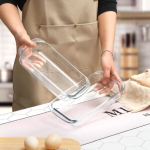 Mini-1 Quart Glass Baking Dish for Oven, 2 Pcs Single Serving Glass Pan for Cooking Oblong Casserole Dish Rectangular Baking Pan Glass Bakeware