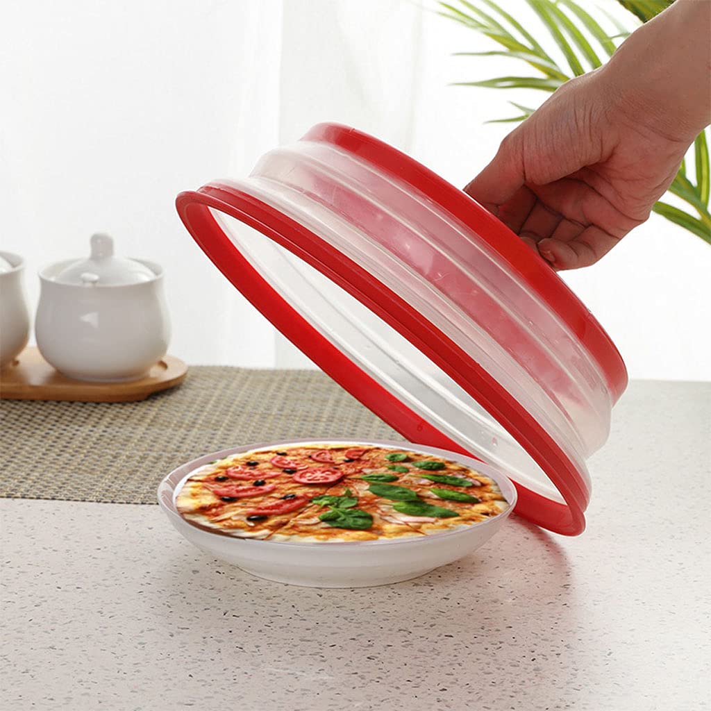 N-brand Collapsible Microwave Splatter Cover For Food With Silicone Mats, 10.5 Inch, Dishwasher-safe, Microwave Plate Cover With Steam Vent，BPA-Free & Non-Toxic (2 pcs, red,blue)