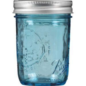 Ball Regular Mouth Elite Collection Half Pint Mason Jars with Lids and Bands, 8-Ounces, Blue (4-Pack)