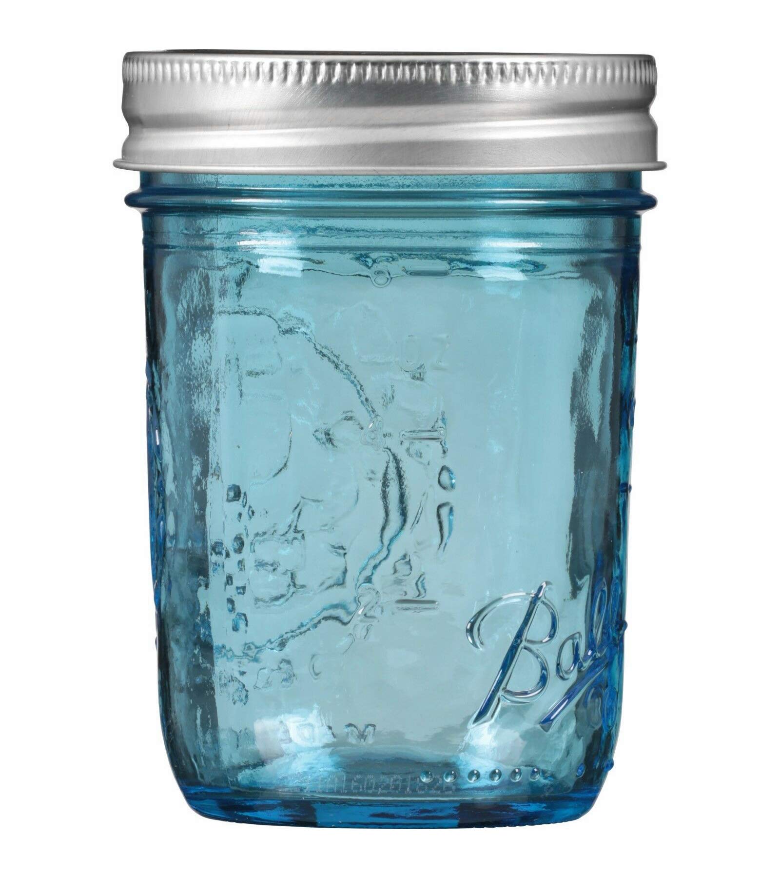 Ball Regular Mouth Elite Collection Half Pint Mason Jars with Lids and Bands, 8-Ounces, Blue (4-Pack)