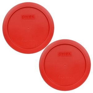 pyrex 7201-pc 4-cup poppy red replacement food storage plastic lids - 2 pack made in the usa