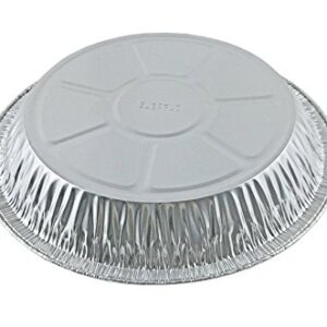 PACTOGO 9" Aluminum Foil Pie Pans 1 1/4" Extra Deep with Clear Dome Lids - Made in USA Disposable Tins (Pack of 10 Sets)
