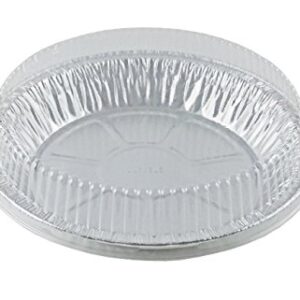 PACTOGO 9" Aluminum Foil Pie Pans 1 1/4" Extra Deep with Clear Dome Lids - Made in USA Disposable Tins (Pack of 10 Sets)