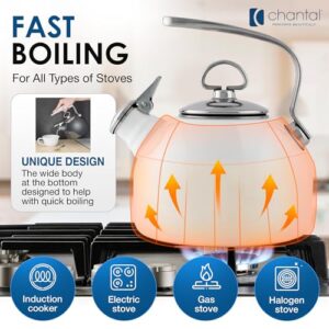 Chantal Classic Teakettle, 1.8 QT, Food Grade Pure Copper, 2-Tone Harmonica Whistle, Rapid Boil and Even Heating (Copper)