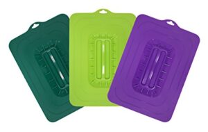 elite gourmet maxi-matic ecl-3016 rectangular silicone suction lids and food covers fits various sizes of casseroles, baking pans, dishes or containers, set of 3, multicolor