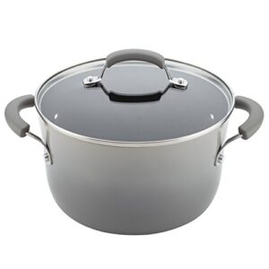 Rachael Ray Brights Nonstick Cookware Pots and Pans Set, Sea -Salt Gray