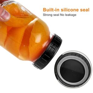 8 Pcs Plastic Mason Jar Lids with Leak-proof Silicone Ring,86mm Reusable Wide Mouth Canning Jar Lids,Plastic Storage Caps for Canning Jars (Black)