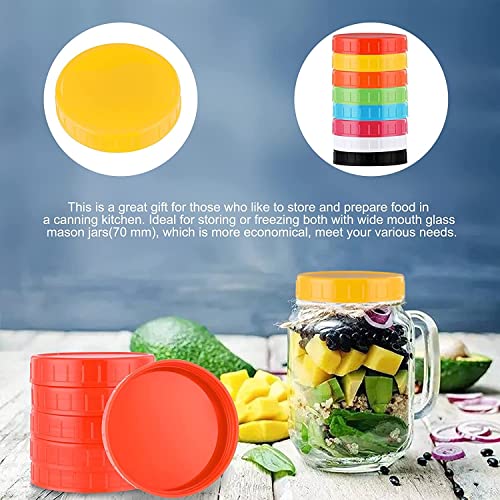 8 Pcs Plastic Mason Jar Lids with Leak-proof Silicone Ring,86mm Reusable Wide Mouth Canning Jar Lids,Plastic Storage Caps for Canning Jars (Black)